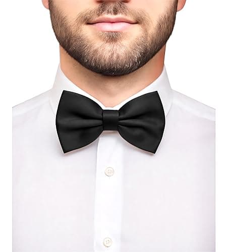 trilece Black Bow Ties for Men - Men's Solid Pre-tied Clip on Bowties for Formal Wear - Adjustable Bow Tie - Bow ties for Woman (Black) - Image 1