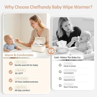 Baby Wipe Warmer, Wipe Warmer and Baby Wet Wipes Dispenser, 3 Mode Temp Control, Large Capacity, Evenly Overall Heating, Silence for Babies, Portable Diaper Wipe Warmer with Changing Light (Yellow) - Image 3