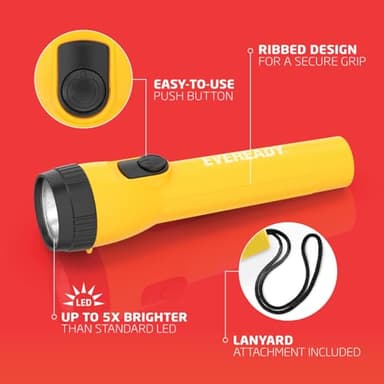EVEREADY LED Flashlights (4-Pack), Bright Flashlights for Emergencies and Camping Gear, Flash Light with AA Batteries Included, Blue/Yellow (4-Pack) - Image 2