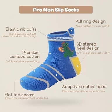 Aroveea Non Slip Grip Ankle Baby Socks 12 Pack for Toddler Boys and Girls Kids,Infant Cute Cotton Baby Socks - Image 3
