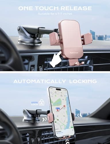 CHGeek Wireless Car Charger, 15W Fast Charging Auto Clamping Car Charger Phone Mount Phone Holder fit for iPhone 15 14 13 12 11 Pro Max Xs, Samsung Galaxy S25 Ultra S24 S23 S22, S21, S20, Pink - Image 4
