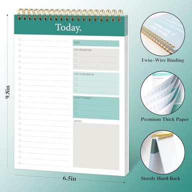 GOLDPEI To Do List Notepad - Daily Planner Notepad Undated 52 Sheets Tear Off, 6.5" x 9.8" Checklist Productivity Organizer with Hourly Schedule for Tasks - Image 3