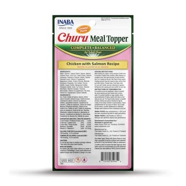 INABA Churu Meal Topper for Dogs, Complete & Balance, Creamy, Lickable Purée Dog Food Topper, 0.5 Ounce Tube, 24 Tubes (4 per Pack), Chicken with Salmon Recipe - Image 2