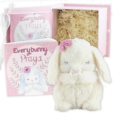 Tickle & Main Everybunny Prays Bunny Plush & Musical Prayer Toy for Christening Gifts for Girls - Pink, 7 In - Baby Dedication & Baptism Gifts for Girls with Illustrated Board Book - Image 1