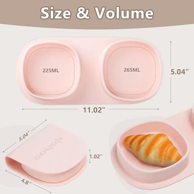 yahaa Silicone Foldable Novelty Dinner Plates,Baby Plates Travel Essential with Forks and Spoons,Microwave & Dishwasher Safe,Blush - Image 3