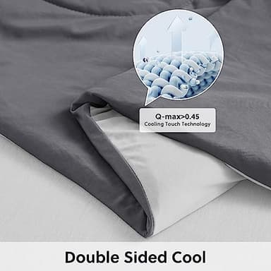 HOMFINE Cooling Comforter King Size, Grey Summer Cooling Blanket for Hot Sleepers and Night Sweats, Japanese Double-Sided Cold Tech Fabric Q-Max 0.45, Soft Breathable Silky Smooth Lightweight - Image 3