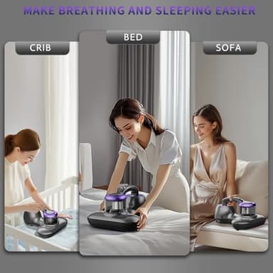Mattress Vacuum Cleaner, Handheld UV Bed Vacuum Cleaner 16KPa & 12800 Vibrations Per/Min Upgraded Effectively Clean Up Bed, Pillows, Cloth Sofas, Carpets and Ther Fabric Surfaces - Image 7