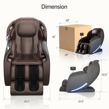 Real Relax 2025 Massage Chair Full Body,Zero Gravity 3D SL Track Shiatsu Massage Recliner with Body Scan,Thai Stretching and APP Control,Office and Home Use,Brown - Image 2
