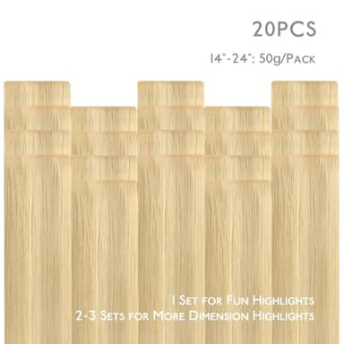 WENNALIFE Invisi Edge Tape in Hair Extensions Human Hair, 18 Inch 50g 20pcs Light Blonde Highlighted Golden Blonde Invisible Luxury Remy Hair Extensions Natural Seamless Injected Tape Ins Straight - Image 4