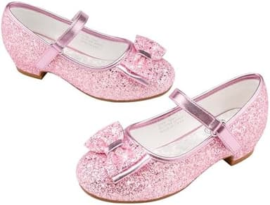 Stelle Girls Dress Shoes Glitter Princess Shoe Flower Mary Jane Low Heels Party Wedding Prom Footwear for Toddler Kids - Image 2