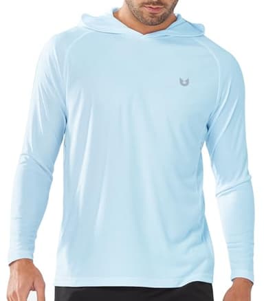 NORTHYARD Men's UPF 50+ Hoodie Shirts Long Sleeve Sun Protection Fishing Swim Beach UV SPF Rash Guard Quick Dry Lightweight SkyBlue XL - Image 1