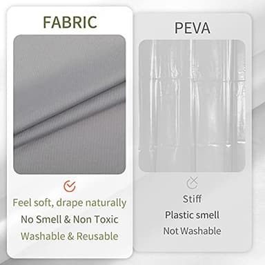 ALYVIA SPRING Waterproof Fabric Shower Curtain Liner - Soft & Light-Weight Cloth Shower Liner with Magnets, Hotel Quality & Machine Washable - Standard Size 72x72, Gray - Image 5