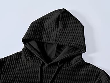 Yundobop Men's Pullover Hoodies Plaid Jacquard Long Sleeve Drawstring Hipster Casual Hooded Sweatshirts with Kanga Pockets Black 3XL - Image 5