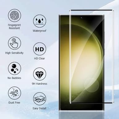 SURFCUZ [2+2 Pack] For Galaxy S22 Ultra 5G 6.8'' Tempered Glass Screen Protector, Camera Protector, 9H Tempered Glass Scratch Resistant, Ultrasonic Fingerprint Support, 3D HD Curved,touch sensitive - Image 2