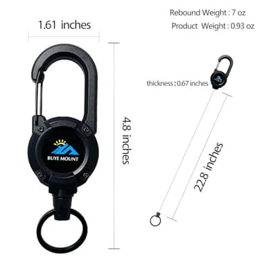 Yojaro Retractable Keychain Heavy Duty 2Pack, Multitool Carabiner Badge Holder, Retractable Keychain Clip Id Holder, Upgraded 58cm Stainless Steel Cord Black - Image 3