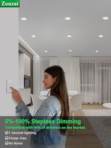 zouzai 24 Pack 4 Inch Ultra-Thin LED Recessed Ceiling Light with Junction Box 5CCT Adjustable Dimmable Can-Killer Downlight - ETL and Energy Star Certified (24 Pack 5CCT White, 4 Inch) - Image 3