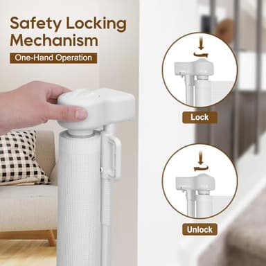 Upgraded 120 inch Retractable Baby Gates Extra Wide with Reinforced Strip Design to Prevent Crawling Through, 10 Foot Retractable Dog Gate, 34" Tall, Retractable Gate for Indoor/Outdoor - Image 5