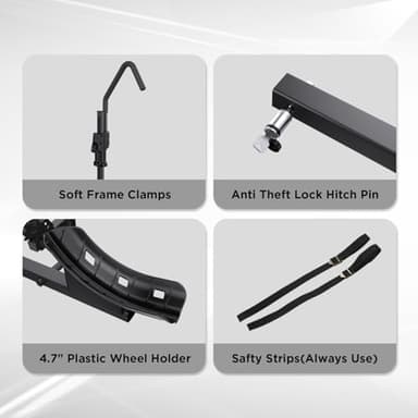 TANX Bike Racks for Ebikes,Fat Tire Bike Rack for Tow Hitch 2-Bike 200 lbs Capacity, Smart Tilting Platform for Standard E-Bikes, Fits 2-Inch Receiver - Image 8