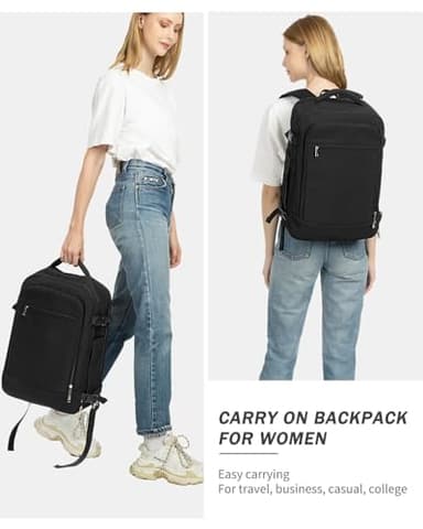 Travel Backpack for Women Men, 40L Carry on Flight Approved Backpack, Personal Item Travel Bag with Multi-Pockets, Waterproof Travel Bag Fits 17 Inch Laptop, Gift for Weekender, College, Work, Black - Image 8