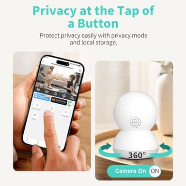 Indoor Camera, 3K HD Indoor Security Camera, 360° Pan/Tilt Pet Camera, 2-Way Audio, Siren, Night Vision, Baby/Pet Monitor with Phone App 2.4G and 5G WiFi, Compatible Alexa and Google Assistant - Image 8
