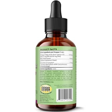 Wonder Paws Milk Thistle, Liver Support for Dogs, Supports Kidney Function for Pets, Detox, Hepatic Support, with Wild Alaskan Salmon Oil & Curcumin, Omega 3 EPA & DHA (2 Oz) - Image 2