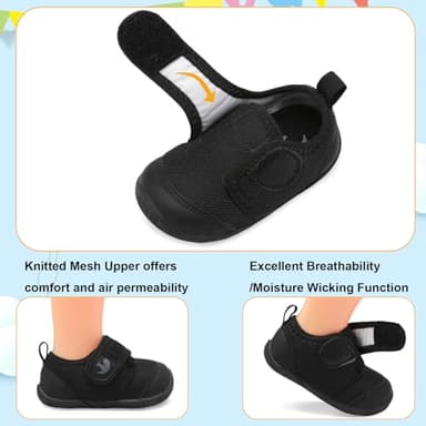 FEETCITY Baby First Walking Shoes Baby Shoes Boys Girls Newborn Crib Shoes Anti-Slip Toddler Sneakers Black - Image 2