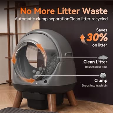 Self Cleaning Litter Box for Multiple Cats, G1 Automatic Cat Litter Box, Self-Cleaning Robot with Smart APP Control and Health Monitoring, Includes 2 Roll Trash Bag and Litter Mat, Grey - Image 2
