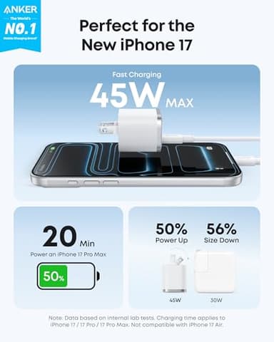 Anker Nano 45W Type C Charger Fast Charging, Compact and Foldable Plug USB C Charger Block for iPhone 17/16 Series, MacBook, Pixel 9, iPad, Samsung Galaxy S25 Ultra / S24 Series (6 ft Cable Included) - Image 2