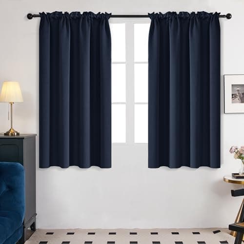 Deconovo Blackout Curtains, Thermal Insulated Rod Pocket Window Drapes, Noise Reducing, Oeko-TEX Certified, Room Darkening Curtains for Bedroom/Living Room, 2 Panels, Navy Blue, 42W x 45L - Image 1