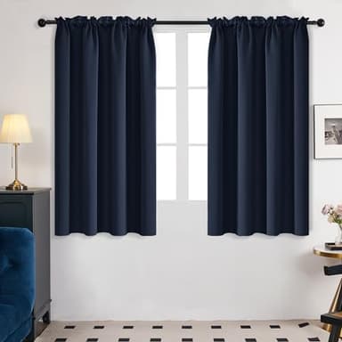 Deconovo Blackout Curtains, Thermal Insulated Rod Pocket Window Drapes, Noise Reducing, Oeko-TEX Certified, Room Darkening Curtains for Bedroom/Living Room, 2 Panels, Navy Blue, 42W x 45L - Image 1