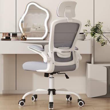 Mimoglad Office Chair, High Back Ergonomic Desk Chair with Adjustable Lumbar Support and Headrest, Swivel Task Chair with flip-up Armrests for Guitar Playing - Image 1