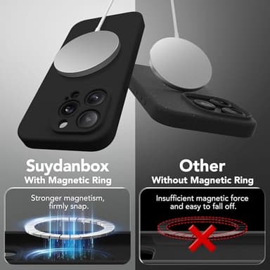 SuydanBox Magnetic for iPhone 14 Pro Case, Compatible with MagSafe, [Full Camera Protection][Screen Protector] Silicone Shockproof Protective Phone Case for iPhone 14 Pro 6.1", Black - Image 9