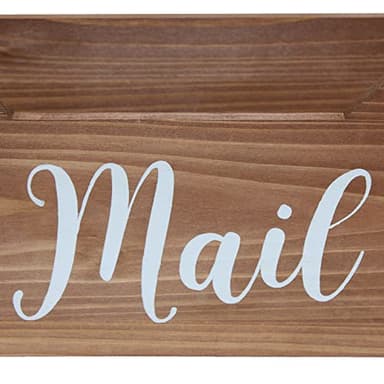 Elegant Designs HG2010-NMW Rustic Farmhouse Wooden Tabletop Decorative Script Word Mail Organizer Box, Letter Holder Office-Accessories-and-décor, Natural Wood/White - Image 8