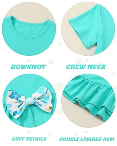 SOLOYEE Toddler Girl Clothes 3T 4T Girls Outfit, Short Sleeve Ruffle Top with Bowknot + Floral Print Capri Pants 2Pcs Spring Summer Clothing Set - Image 4