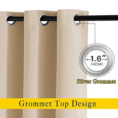 NICETOWN Biscotti Beige Blackout Curtains 84 inches Long for Bedroom - Thermal Insulated Solid Grommet Room Darkening Window Treatments Sound Reducing for Living Room (2 Panels, W52 x L84) - Image 4