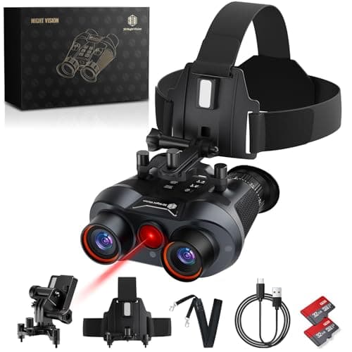3D VR Night Vision Goggles - Rechargeable Head-Mounted Binoculars with 8K UHD & 4K Video, 3D Synthesis,2300ft IR Night Vision,36MP Photos,6X Zoom,Includes 64GB TF Card for Camping Surveillance - Image 1
