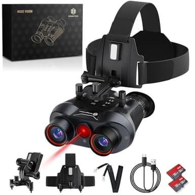 3D VR Night Vision Goggles - Rechargeable Head-Mounted Binoculars with 8K UHD & 4K Video, 3D Synthesis,2300ft IR Night Vision,36MP Photos,6X Zoom,Includes 64GB TF Card for Camping Surveillance - Image 1