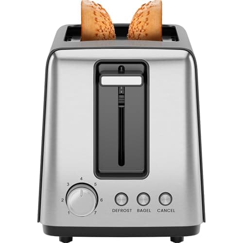 Chefman 2 Slice Toaster, 7 Shade Settings, Removable Crumb Tray, Thick Bread and Bagel Toaster with Defrost and Cancel Buttons – Black - Image 1