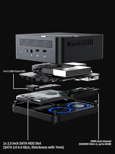 MINISFORUM Mini PC UM690S AMD Ryzen 9 6900HX Mini Desktop Computer AMD Radeon 680M 16GB RAM 512GB SSD, 2X HDMI Ports, 1x USB4 Port, 1x USB-C, 4X USB3.2 Type A, 1x 2.5Gbps LAN, Wifi6, BT5.2 (Renewed) - Image 3