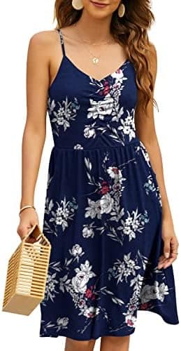 YATHON Casual Dresses for Women Sleeveless Cotton Summer Beach Dress A Line Spaghetti Strap Sundresses with Pockets - Image 5