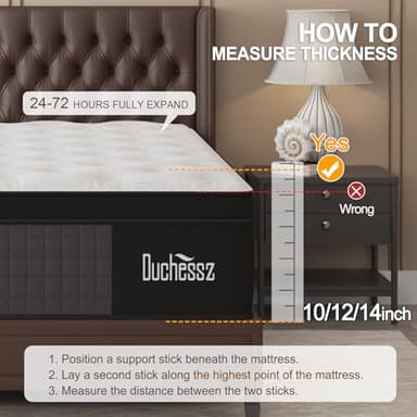 Duchessz Queen Mattress, 12 Inch Hybrid Mattresses Eurotop with Gel Memory Foam,Motion Isolation Individually Wrapped Pocket Coils Breathable Comfort Soft Pressure Relief 100 Night Trial - Image 8