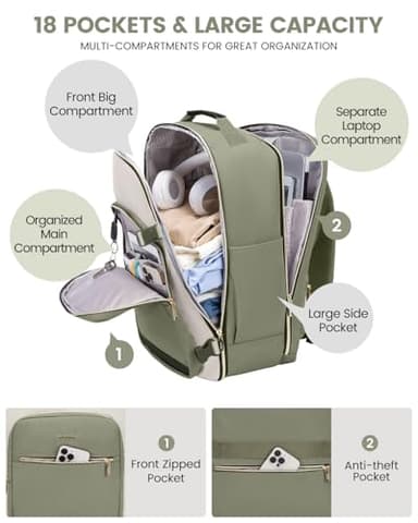 LOVEVOOK 40L Travel Backpack for Women & Men, Airline Approved Carry On Luggage with 3 Packing Cubes, TSA Overnight Bags, Waterproof Personal Item Bag, Weekender Essentials Backpacks fits 17" Laptop - Image 4