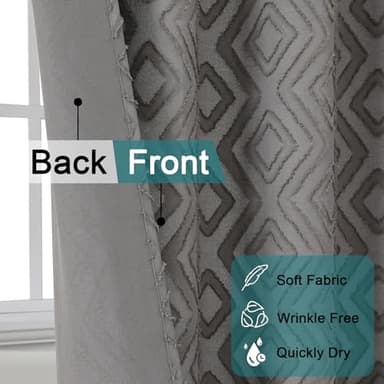 Chyhomenyc Diamo Grey Shower Curtains - Geom Tufted Textured Heavy Duty Thick Fabric Shower Curtains, 280G/M Luxury Weighted Cloth Bath Curtain Set with 12 Plastic Hooks, 72" W x 72" L - Image 4