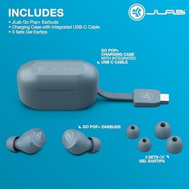 JLab Go Air Pop+ True Wireless Earbuds, in Ear Headphones, Bluetooth Earphones, 35H Playtime Ear Buds, Bluetooth Earbuds with Microphone, USB-C Charging Case, Dual Connect, EQ3 Sound, Slate - Image 7
