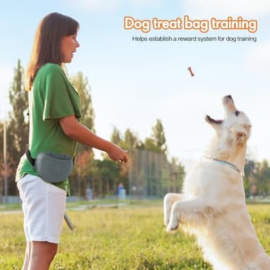 AWINNER Dog Treat Pouch - Premium Silicone - Upgrade 4 Strong Magnets Enhanced Magnetic Closure, Adjustable Waist Belt - Ideal for Puppy Training and Outdoor Walks (Grey) - Image 2