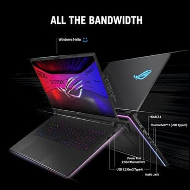 ASUS ROG Strix SCAR 18 (2025) Gaming Laptop, 18” ROG Nebula HDR 16:10 2.5K 240Hz/3ms, NVIDIA® GeForce RTX™ 5080, Intel® Core™ Ultra 9 275HX, 32GB DDR5-5600, 2TB PCIe Gen 4 SSD, Wi-Fi 7, Windows 11 Pro - Image 8