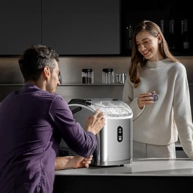 Kismile Nugget Ice Makers Countertop, Portable Sonic Ice Machine with Self-Cleaning/One-Click Operation for Home/Office(Silver) - Image 7