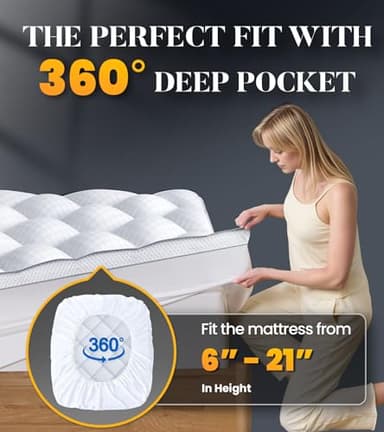3 Inch Ultra-Fluffy Memory Foam Mattress Topper King for Back Pain, Extra Soft Pillow Top King Mattress Topper with 4X Support, Mattress Pad with Breathable Air Mesh Sides, 6-21'' Deep Pocket - Image 5