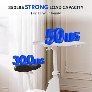 FLEXISPOT Exercise Bike with 2D Desktop, Space Saving Under Desk Bike with Removable Desk, Stationary Bikes Upright Indoor Bikes with 8 Level Magnetic Resistance Upgraded Pro Flywheel, V9PRO-White - Image 8