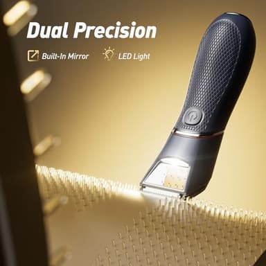 LGTGH Body Hair Trimmer for Men: Pubic Hair Trimmer with Mirror & LED Light - Electric Ball Shavers with Ceramic Blades & Travel Lock - Body Groomer IPX7 Waterproof Wet/Dry Use for Groin/Legs/Chest - Image 2